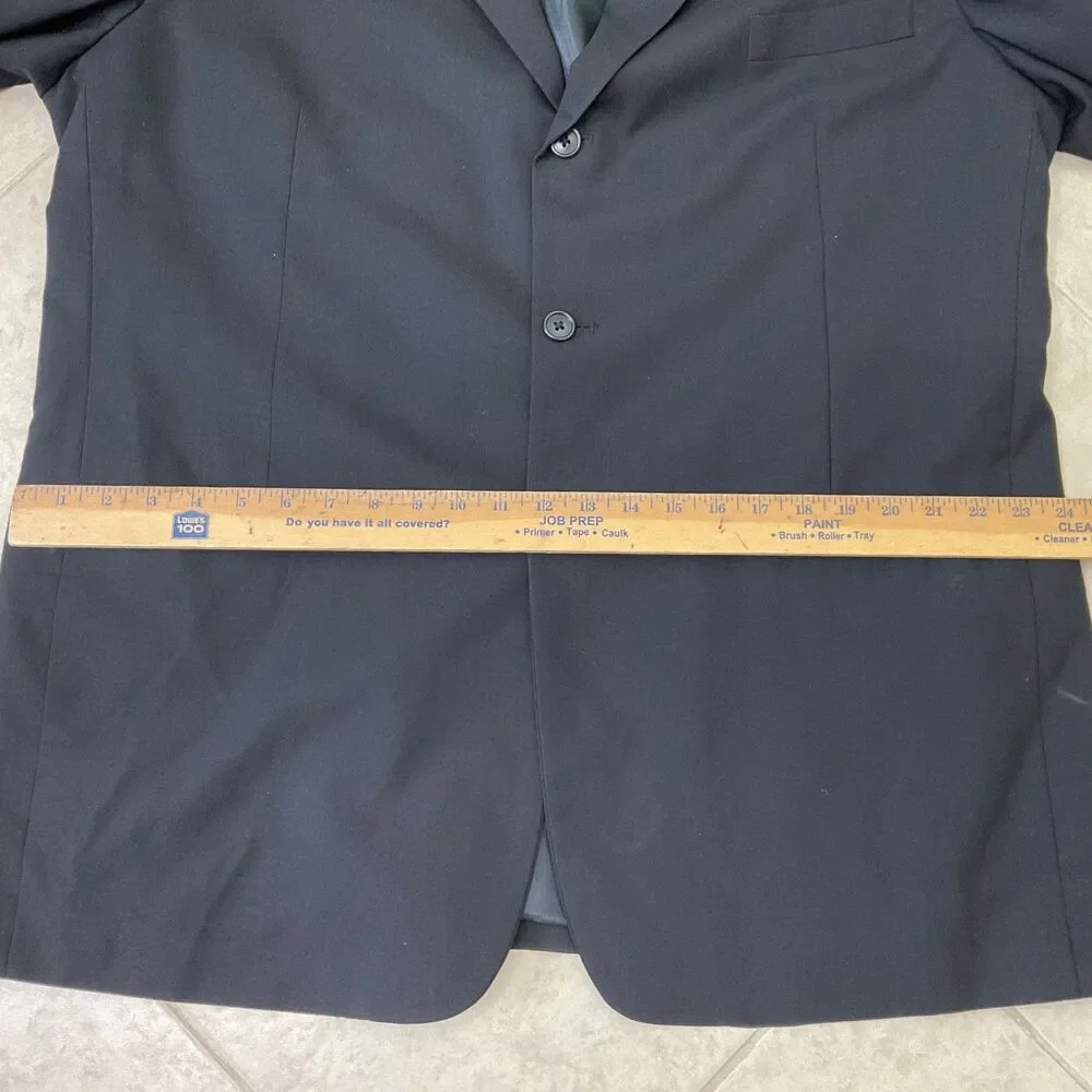 Gianco Polo  Blazer Mens 48L Super 140s Wool Suit Jacket Only Black 3 Button